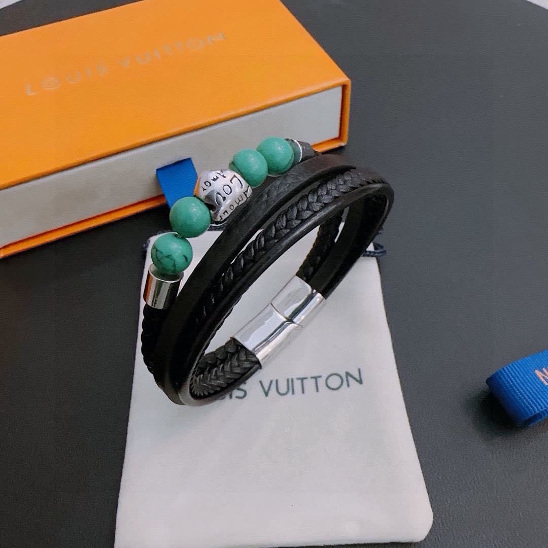 Louis Vuitton Leather and Bead Bracelet